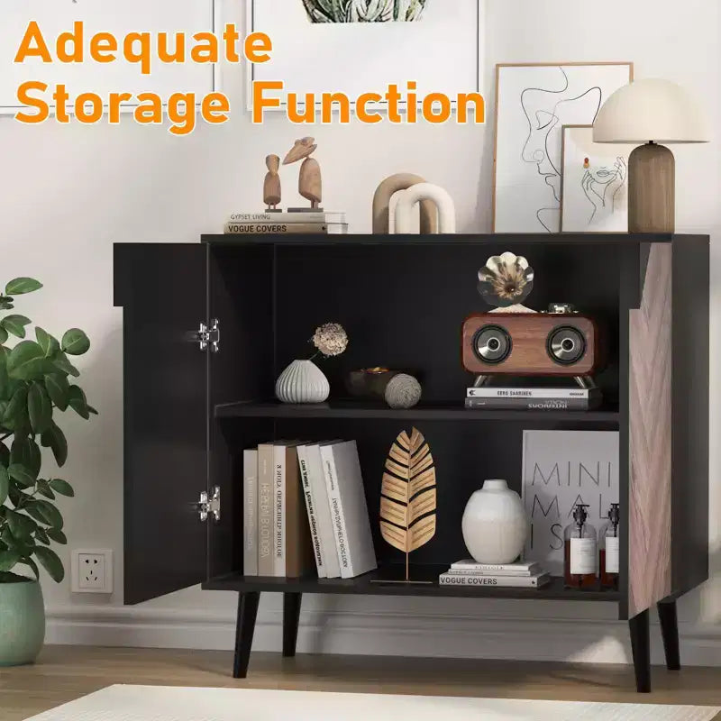 Meuble d'appoint autonome de rangement moderne, buffet avec portes, buffet avec rangement finition bois