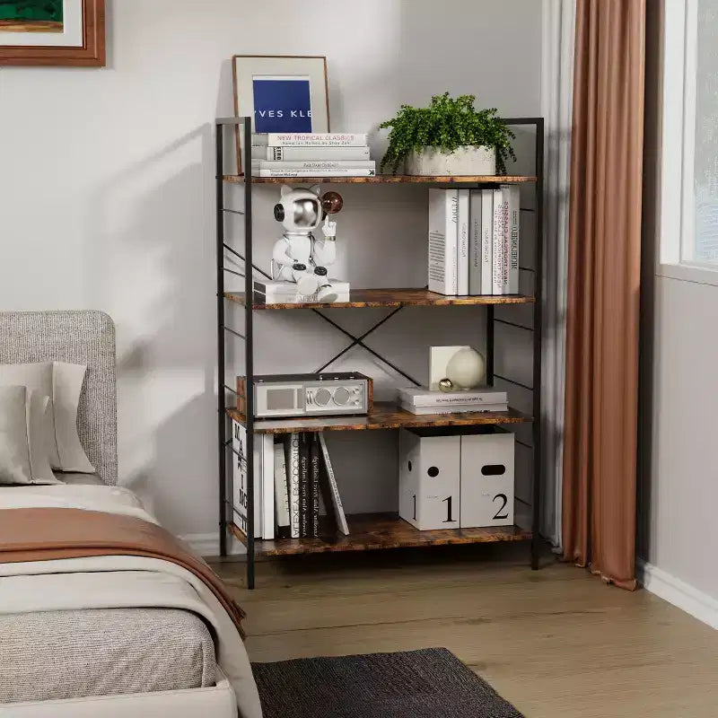 Étagère à livres moderne et simple de 45 pouces, étagère à livres en bois à 4 niveaux, étagère multifonctionnelle adaptée au salon et à la chambre