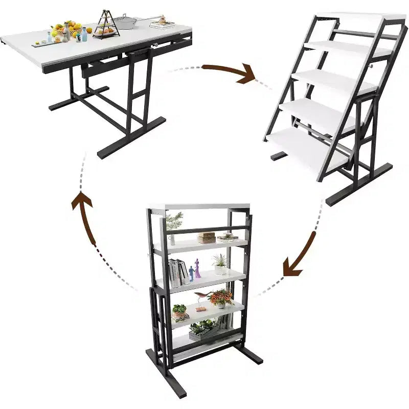 Étagère et table à manger convertibles 2-en-1 – Conception pliable peu encombrante pour petits espaces