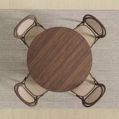 Table à manger ronde en rotin marron de 117 cm pour 4-6 personnes, convient pour la salle à manger et le salon