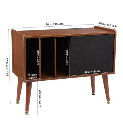 Meuble tourne-disque avec rangement pour vinyles, table tourne-disque pouvant contenir jusqu'à 300 albums, support tourne-disque avec station de charge pour salon ou chambre à coucher