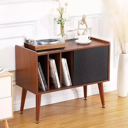 Meuble tourne-disque avec rangement pour vinyles, table tourne-disque pouvant contenir jusqu'à 300 albums, support tourne-disque avec station de charge pour salon ou chambre à coucher