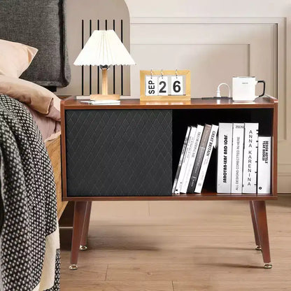 Meuble tourne-disque avec rangement pour vinyles, table tourne-disque pouvant contenir jusqu'à 300 albums, support tourne-disque avec station de charge pour salon ou chambre à coucher