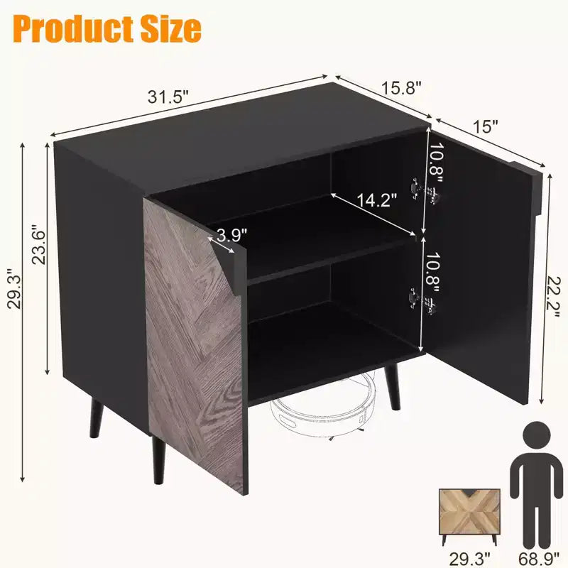 Meuble d'appoint autonome de rangement moderne, buffet avec portes, buffet avec rangement finition bois