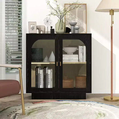Okak Modern Storage Cabinet, Sideboard Buffet with 2 Acrylic Doors, Console Table for Kitchen Living Room Entryway Study