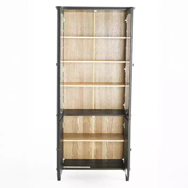 Buffet moderne avec portes vitrées et étagères réglables, Armoire de cuisine de 189 cm