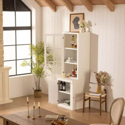 Buffet moderne avec portes vitrées et étagères réglables, Armoire de cuisine de 189 cm