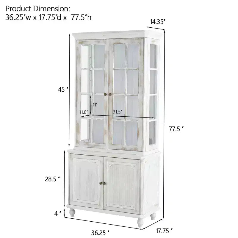 Buffet moderne avec portes vitrées et étagères réglables, Armoire de cuisine de 189 cm