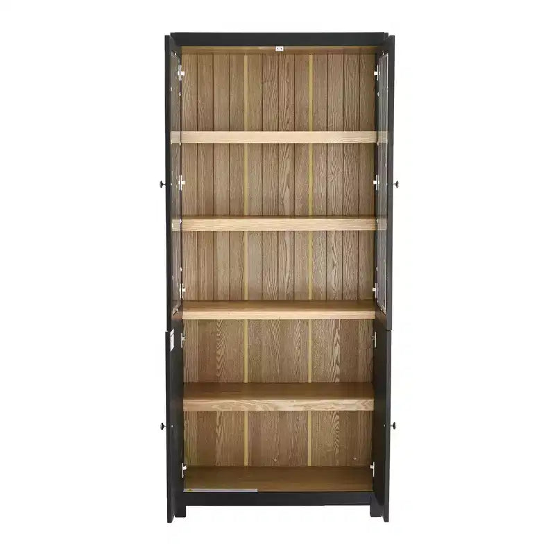 Buffet moderne avec portes vitrées et étagères réglables, Armoire de cuisine de 189 cm