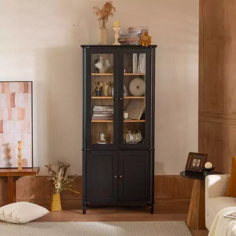 Buffet moderne avec portes vitrées et étagères réglables, Armoire de cuisine de 189 cm