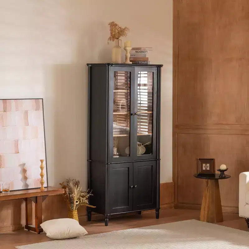 Buffet moderne avec portes vitrées et étagères réglables, Armoire de cuisine de 189 cm