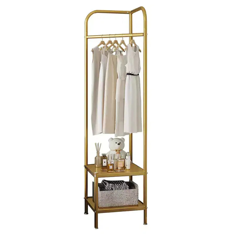 74.8in Corner Coat Rack with Shelves, Modern Metal Freestanding Garment Rack for Hallway Entryway Bedroom Living Room Office