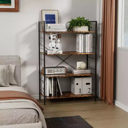 Étagère à livres moderne et simple de 45 pouces, étagère à livres en bois à 4 niveaux, étagère multifonctionnelle adaptée au salon et à la chambre
