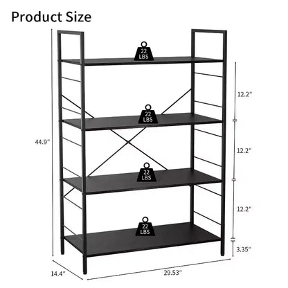 Étagère à livres moderne et simple de 45 pouces, étagère à livres en bois à 4 niveaux, étagère multifonctionnelle adaptée au salon et à la chambre