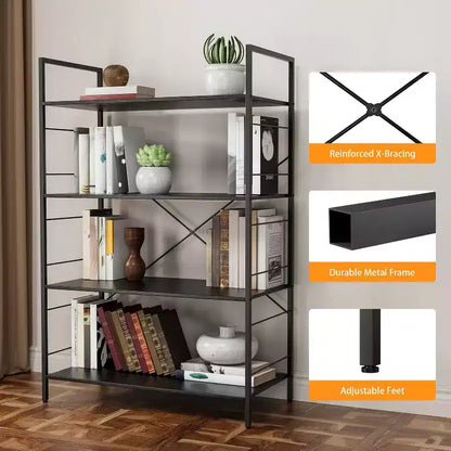 Étagère à livres moderne et simple de 45 pouces, étagère à livres en bois à 4 niveaux, étagère multifonctionnelle adaptée au salon et à la chambre