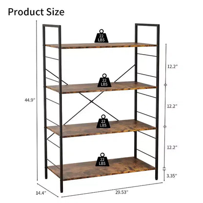 Étagère à livres moderne et simple de 45 pouces, étagère à livres en bois à 4 niveaux, étagère multifonctionnelle adaptée au salon et à la chambre