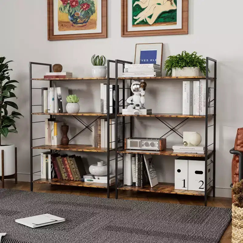 Étagère à livres moderne et simple de 45 pouces, étagère à livres en bois à 4 niveaux, étagère multifonctionnelle adaptée au salon et à la chambre