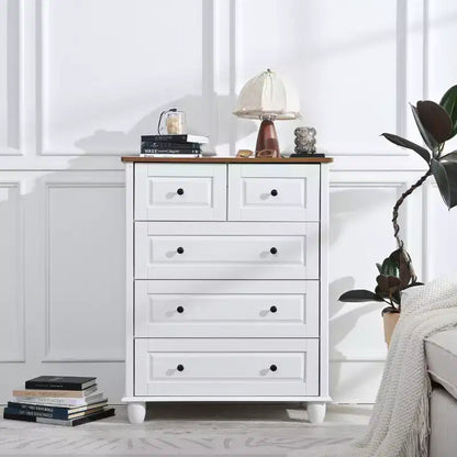 MAYEERTY Storage Cabinet with Deep Space 5 Drawers for Living Room Hallway White