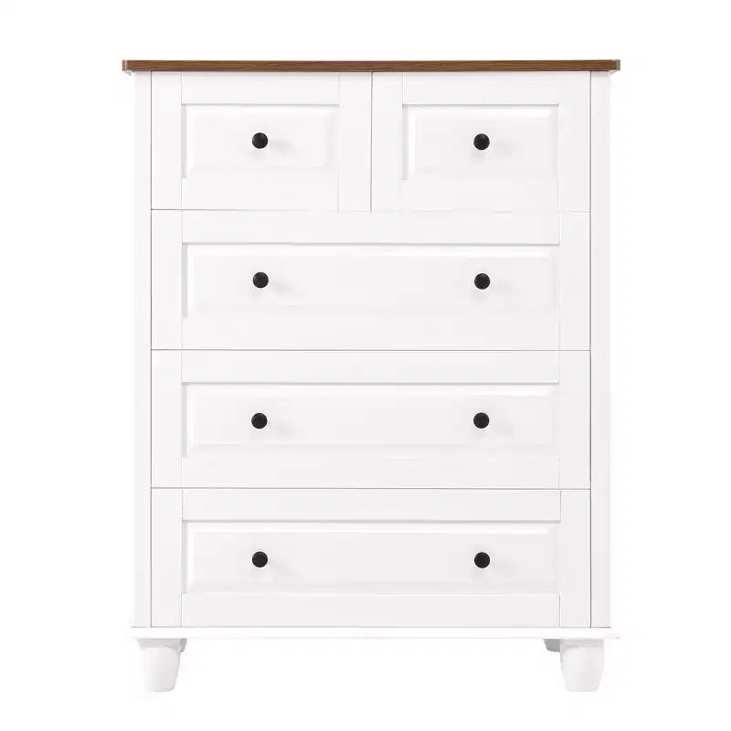 Meuble de rangement 5 tiroirs profonds pour salon et couloir, blanc