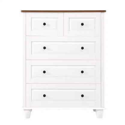 Meuble de rangement 5 tiroirs profonds pour salon et couloir, blanc
