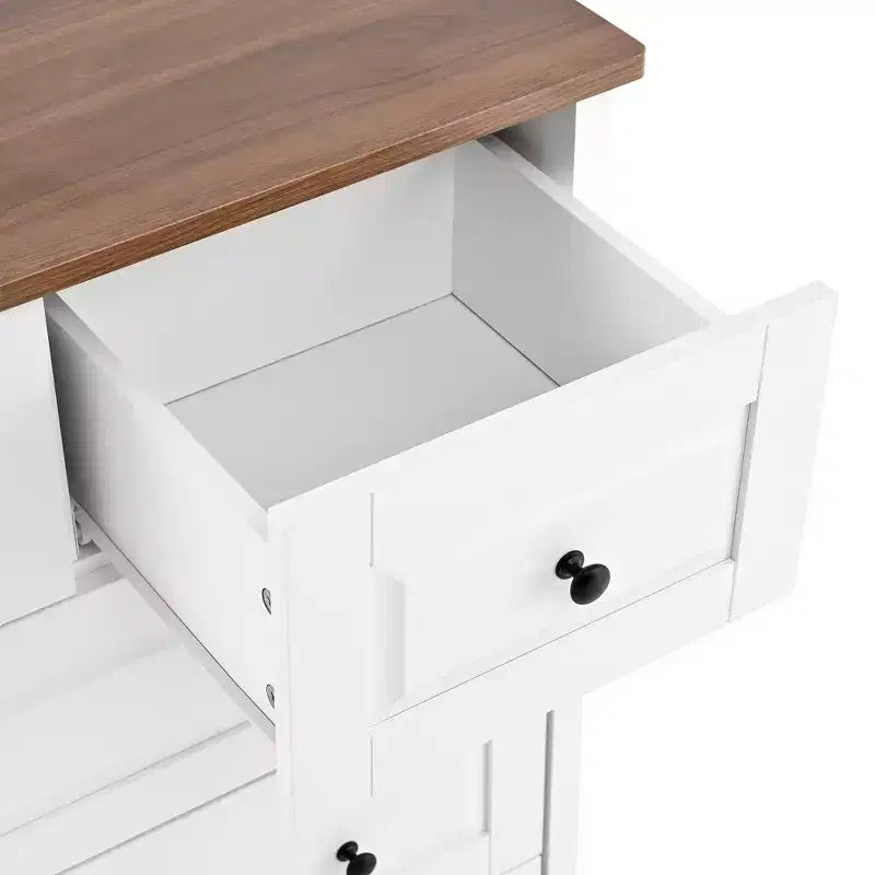 Meuble de rangement 5 tiroirs profonds pour salon et couloir, blanc