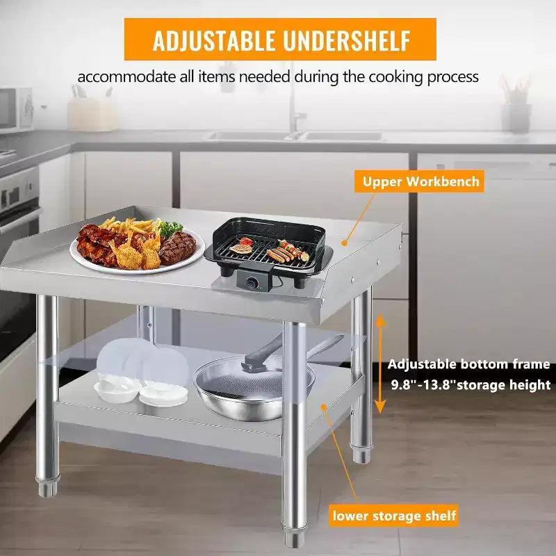 Support de grill robuste en acier inoxydable de 122 cm avec étagères réglables pour cuisines et barbecues