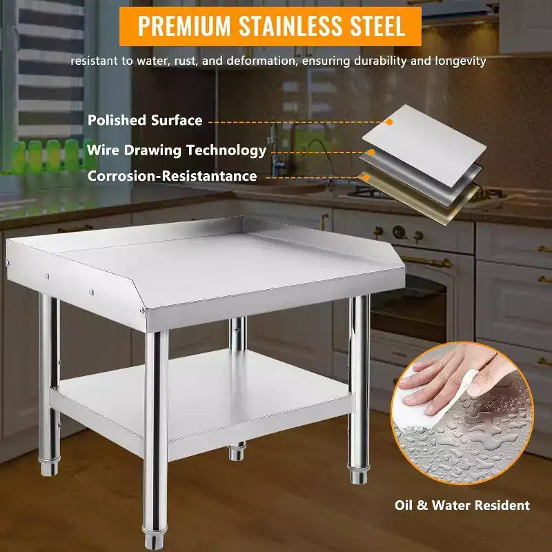 Support de grill robuste en acier inoxydable de 122 cm avec étagères réglables pour cuisines et barbecues