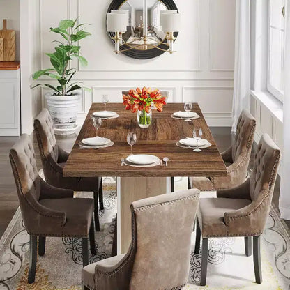 Table à manger rectangulaire 55" style ferme pour 4-6 personnes, table de cuisine et de salle à manger en bois