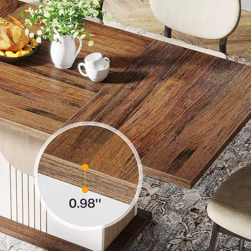 Table à manger rectangulaire 55" style ferme pour 4-6 personnes, table de cuisine et de salle à manger en bois