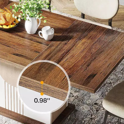 Table à manger rectangulaire 55" style ferme pour 4-6 personnes, table de cuisine et de salle à manger en bois