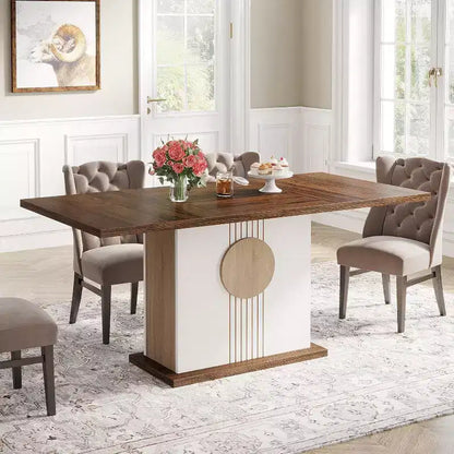 Table à manger rectangulaire 55" style ferme pour 4-6 personnes, table de cuisine et de salle à manger en bois