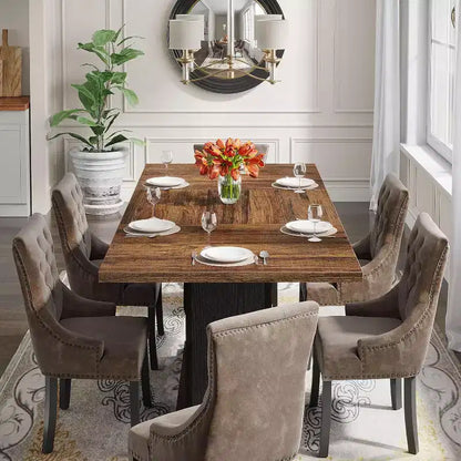 Table à manger rectangulaire 55" style ferme pour 4-6 personnes, table de cuisine et de salle à manger en bois