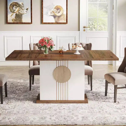 Table à manger rectangulaire 55" style ferme pour 4-6 personnes, table de cuisine et de salle à manger en bois