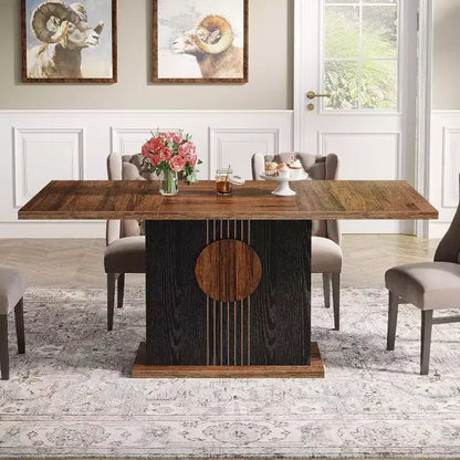 Table à manger rectangulaire 55" style ferme pour 4-6 personnes, table de cuisine et de salle à manger en bois