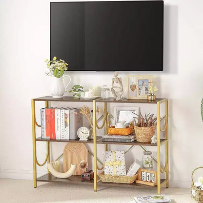 Console de 46,5 po avec 3 étagères ouvertes, table de canapé et d'entrée polyvalente, rangement et présentoir compacts, organisateur double.