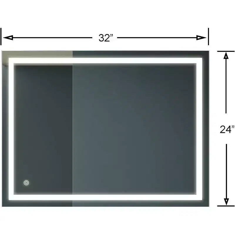 Miroir de salle de bain 32x24" avec intensité réglable 3 couleurs, anti-buée et commande par interrupteur mural