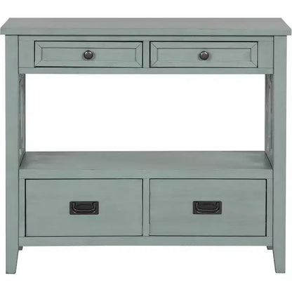 36-Inch Farmhouse Style Console Table with 4 Drawers, Green Buffet Cabinet with Storage Shelf, Sofa Table for Entryway, Hallway, Rustic Design