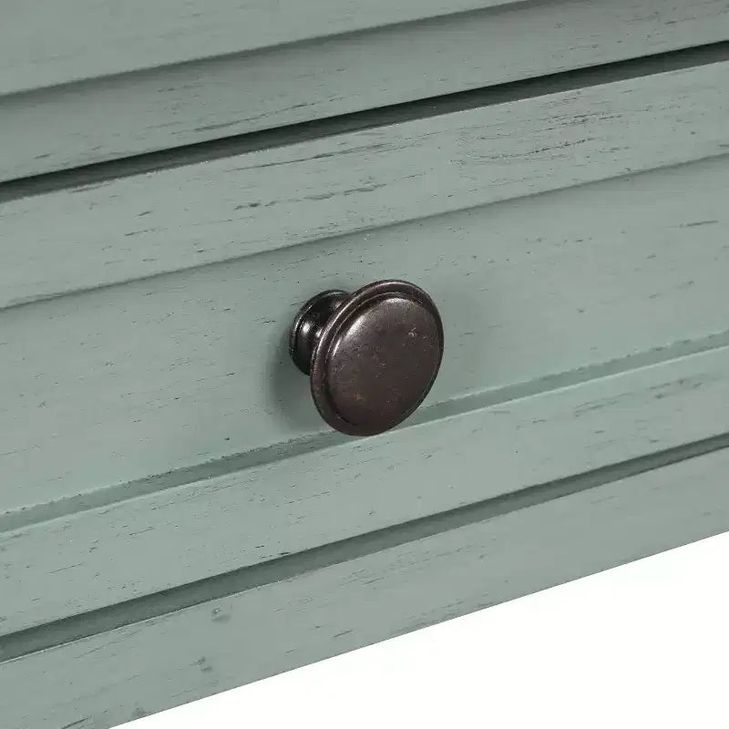 Console rustique de 36 pouces avec 4 tiroirs, buffet vert avec étagère de rangement, table de canapé pour entrée, couloir, design rustique
