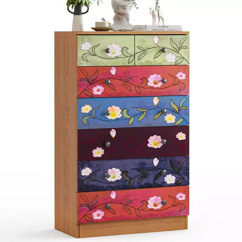 Commode brune à 7 tiroirs, 66 cm de large, en panneaux de particules