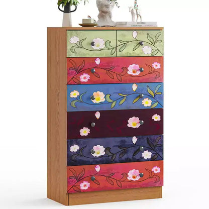 Commode brune à 7 tiroirs, 66 cm de large, en panneaux de particules