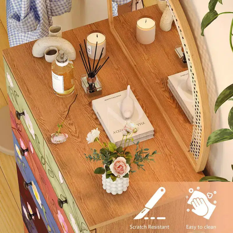 Commode brune à 7 tiroirs, 66 cm de large, en panneaux de particules