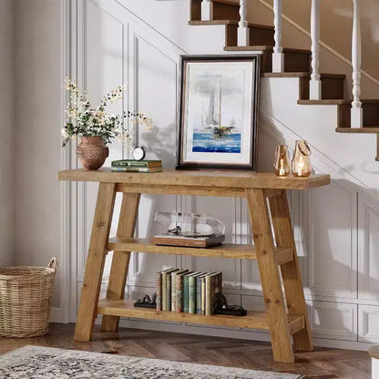 Console de ferme à 3 niveaux en bois massif de 47 po pour entrée et couloir