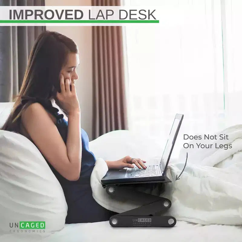 Support Ordinateur Portable Ajustable en Aluminium pour Bureau & Lit, Hauteur et Inclinaison Pliables
