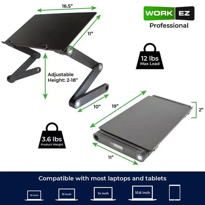 Support Ordinateur Portable Ajustable en Aluminium pour Bureau & Lit, Hauteur et Inclinaison Pliables