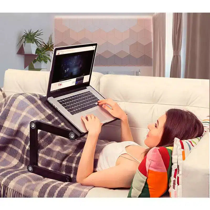 Support Ordinateur Portable Ajustable en Aluminium pour Bureau & Lit, Hauteur et Inclinaison Pliables