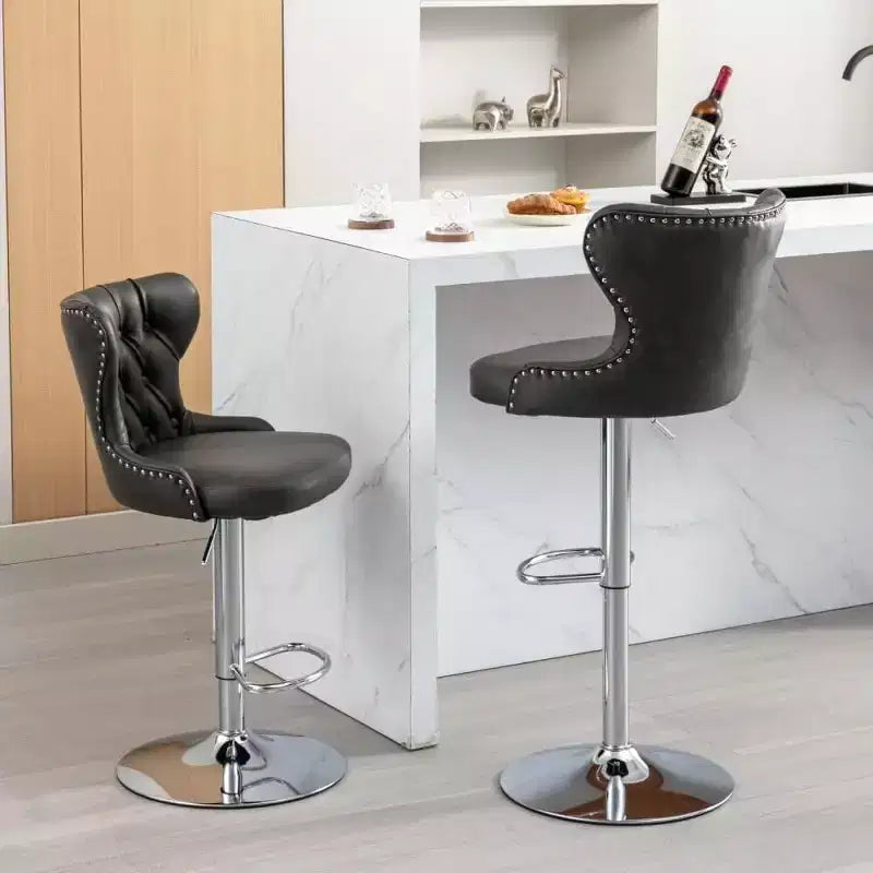 Tabourets de bar pivotants modernes, hauteur réglable 63,5-84 cm, revêtement en cuir PU avec dossier, pour îlot de cuisine, bar à domicile, comptoir
