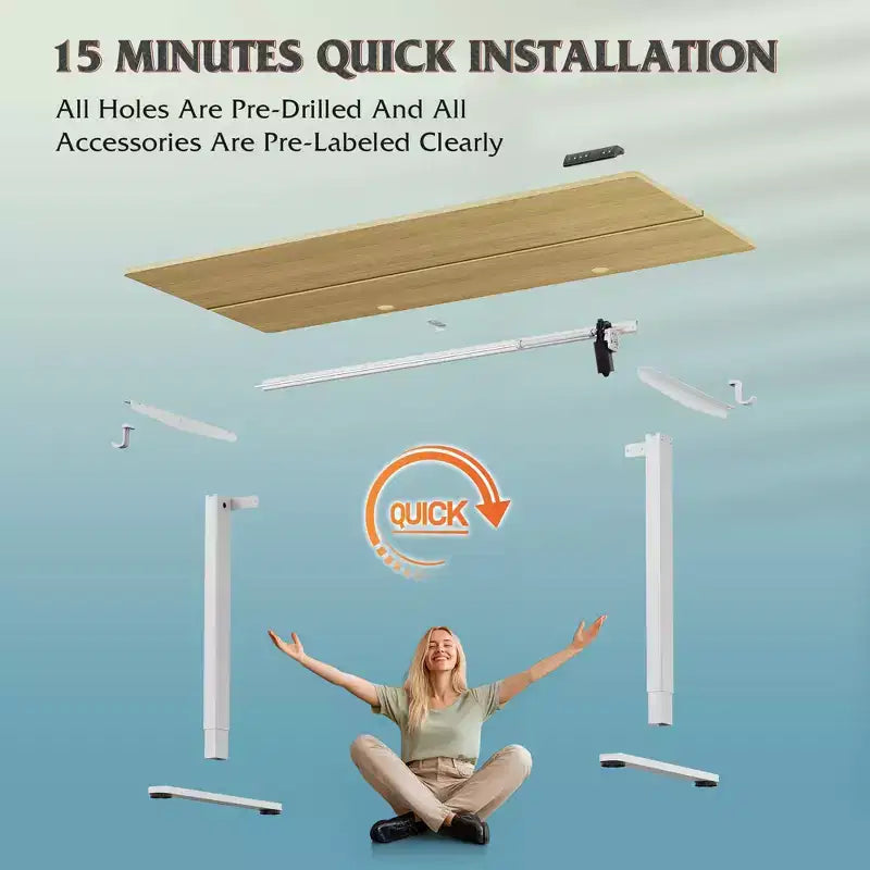 Bureau électrique assis-debout 160 cm avec écran tactile LED et préréglages de mémoire pour le bureau à domicile