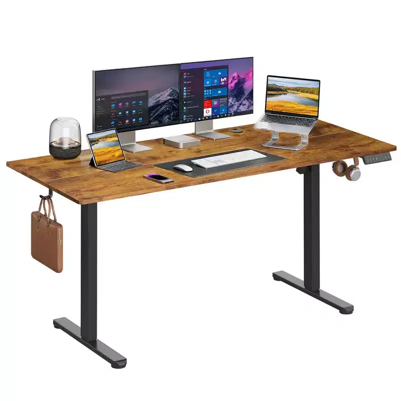 Bureau électrique assis-debout 160 cm avec écran tactile LED et préréglages de mémoire pour le bureau à domicile