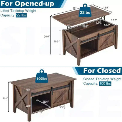 Table basse relevable avec rangement