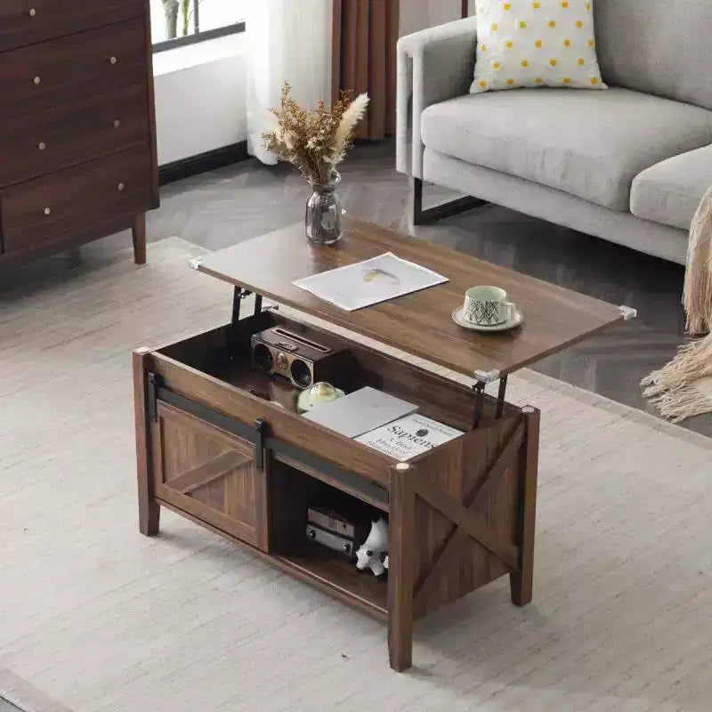 Table basse relevable avec rangement